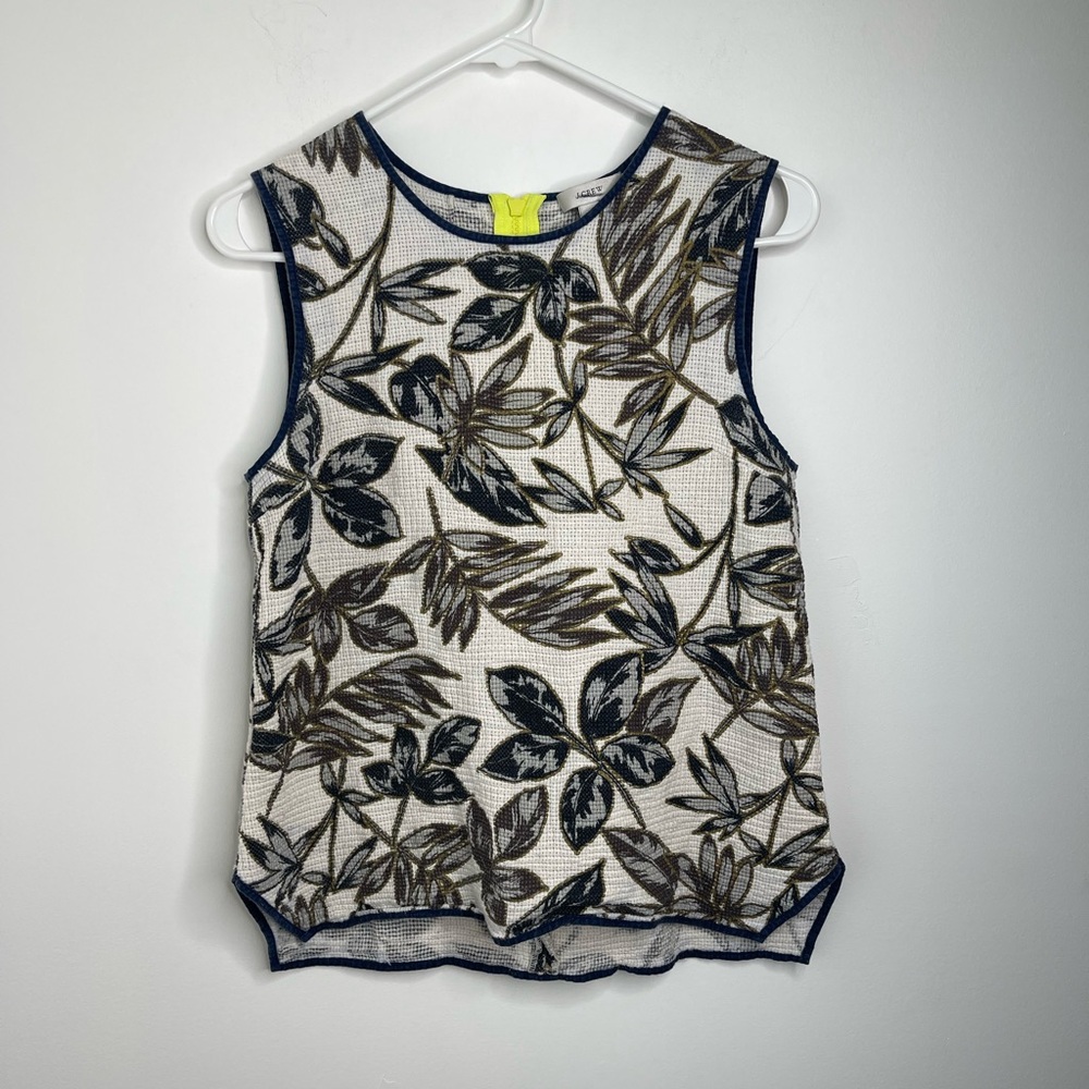 J. Crew Black and Brown Leaf Print Tank Top size 6